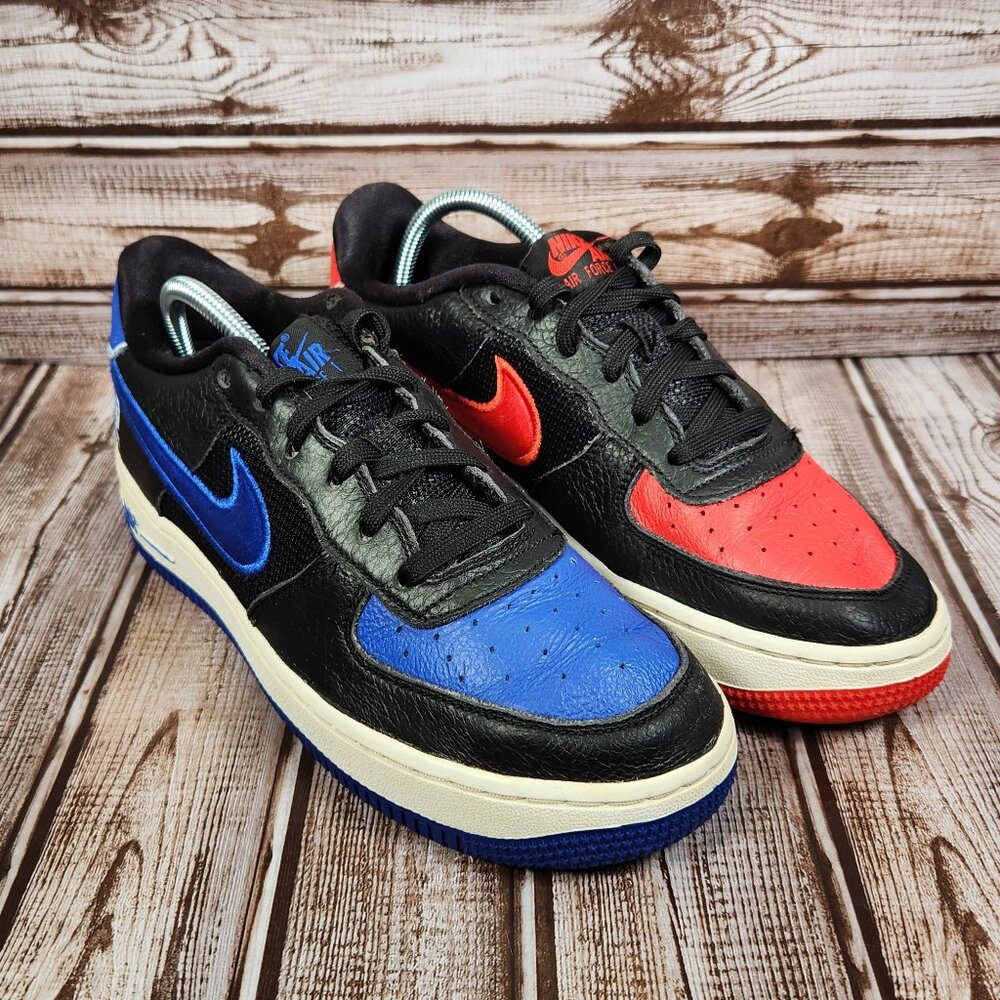 NIKE Air Force 1 Low LV8 Youth Boys 5 5Y Black Chile Racer Blue Shoe DH0201-001